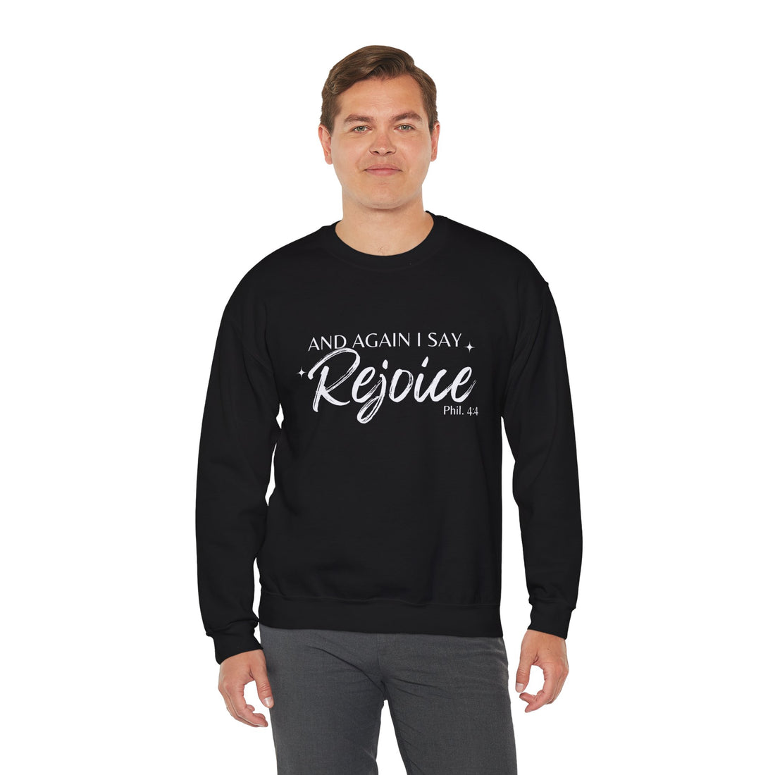 Philippians 4:4 Rejoice, Heavy Blend™ Christian Sweatshirt for Men and Women