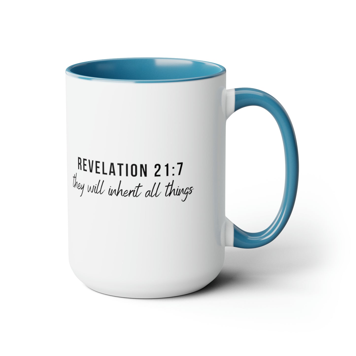 Revelation 21:7, Two-Tone Coffee Mugs, 15oz