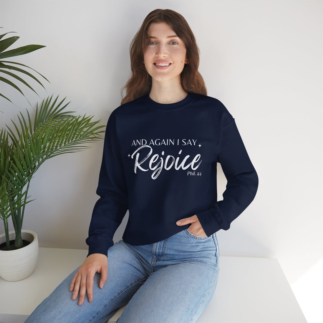 Philippians 4:4 Rejoice, Heavy Blend™ Christian Sweatshirt for Men and Women