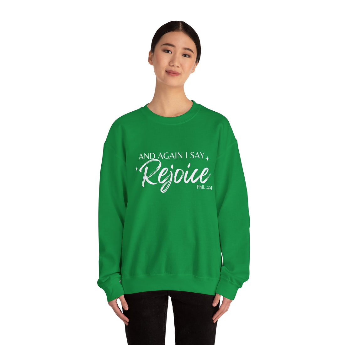 Philippians 4:4 Rejoice, Heavy Blend™ Christian Sweatshirt for Men and Women