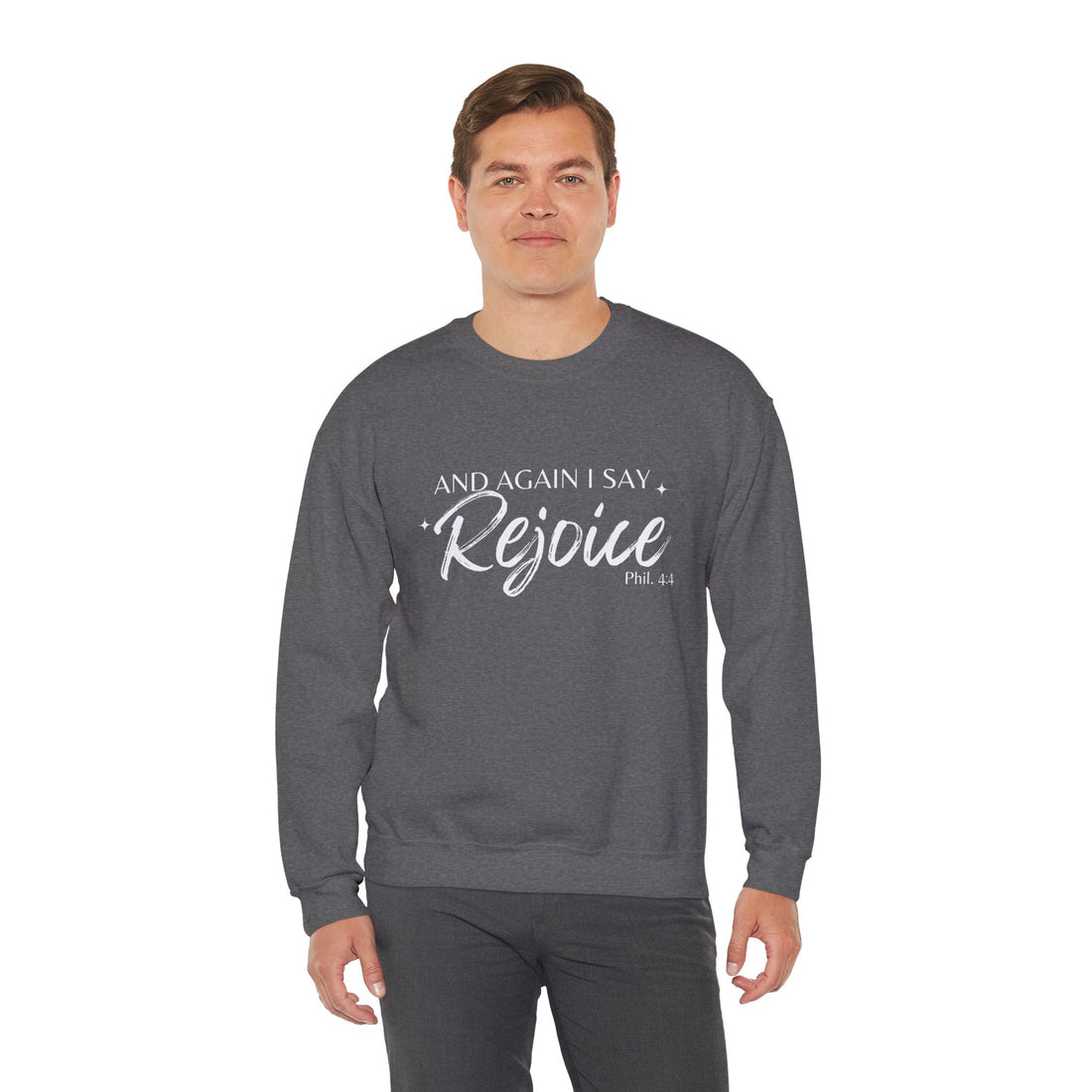 Philippians 4:4 Rejoice, Heavy Blend™ Christian Sweatshirt for Men and Women