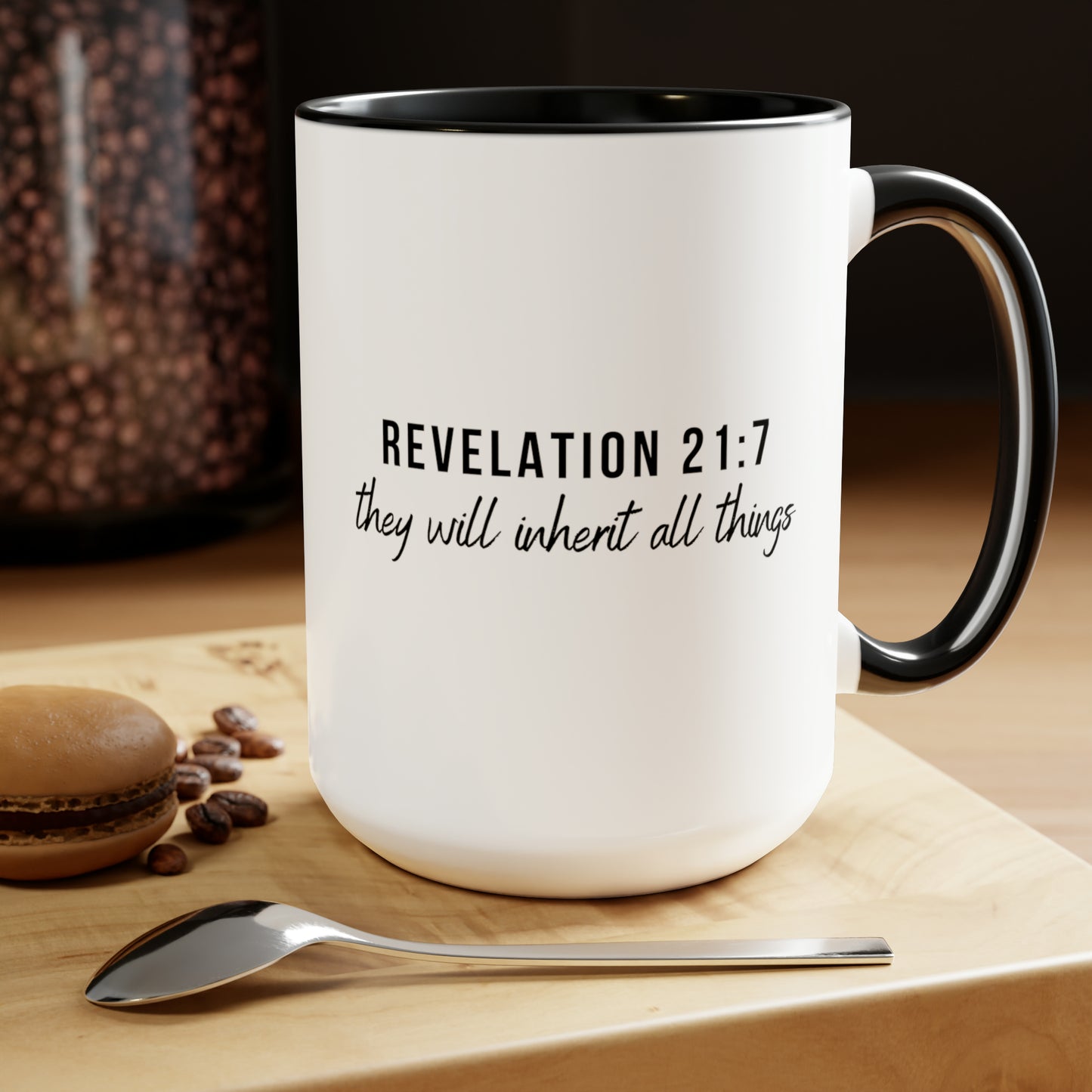 Revelation 21:7, Two-Tone Coffee Mugs, 15oz