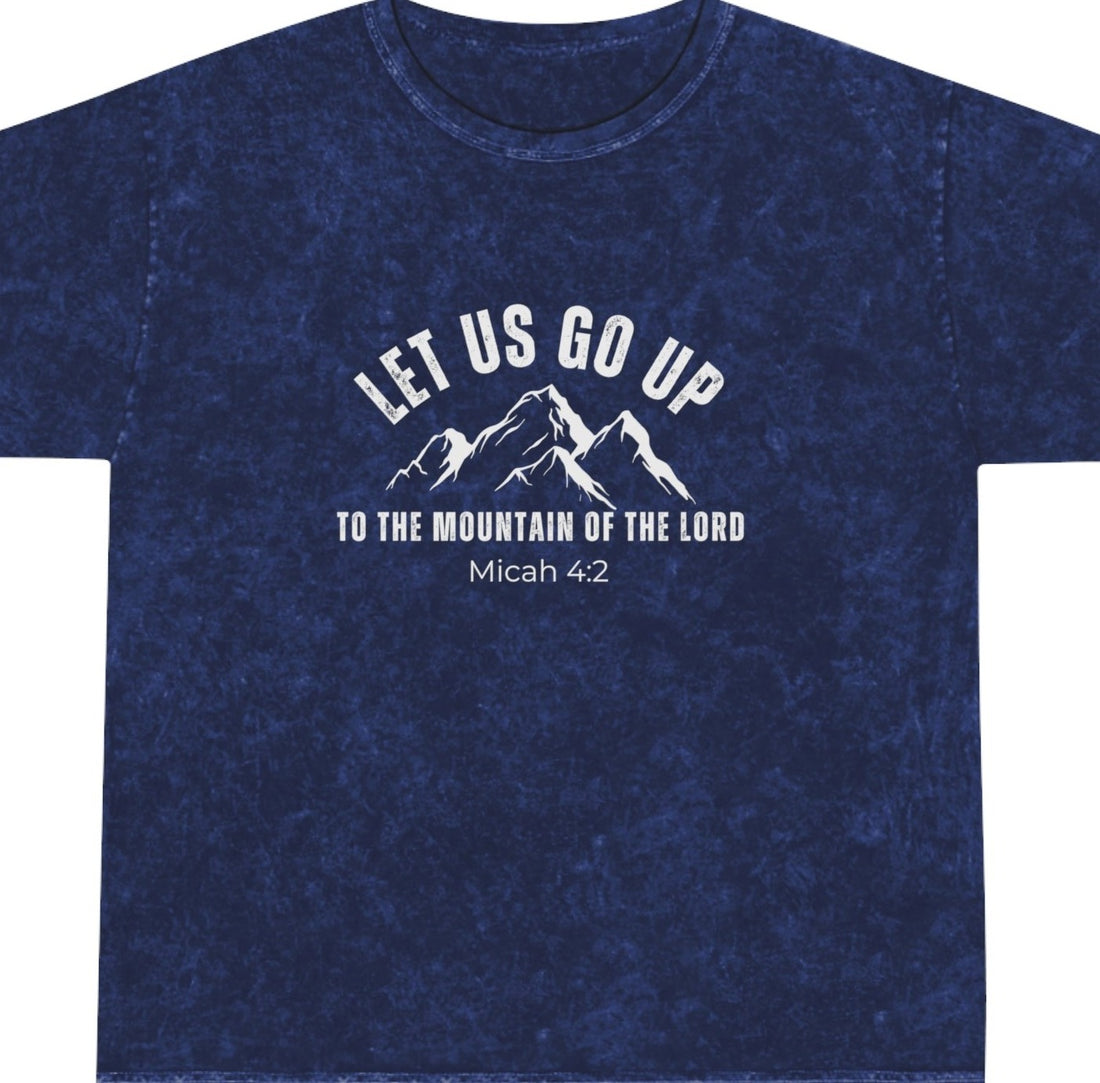Micah 4:2, Unisex Mineral Wash Christian T-Shirt for men and woman navy blue