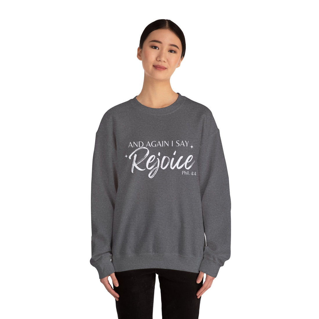 Philippians 4:4 Rejoice, Heavy Blend™ Christian Sweatshirt for Men and Women
