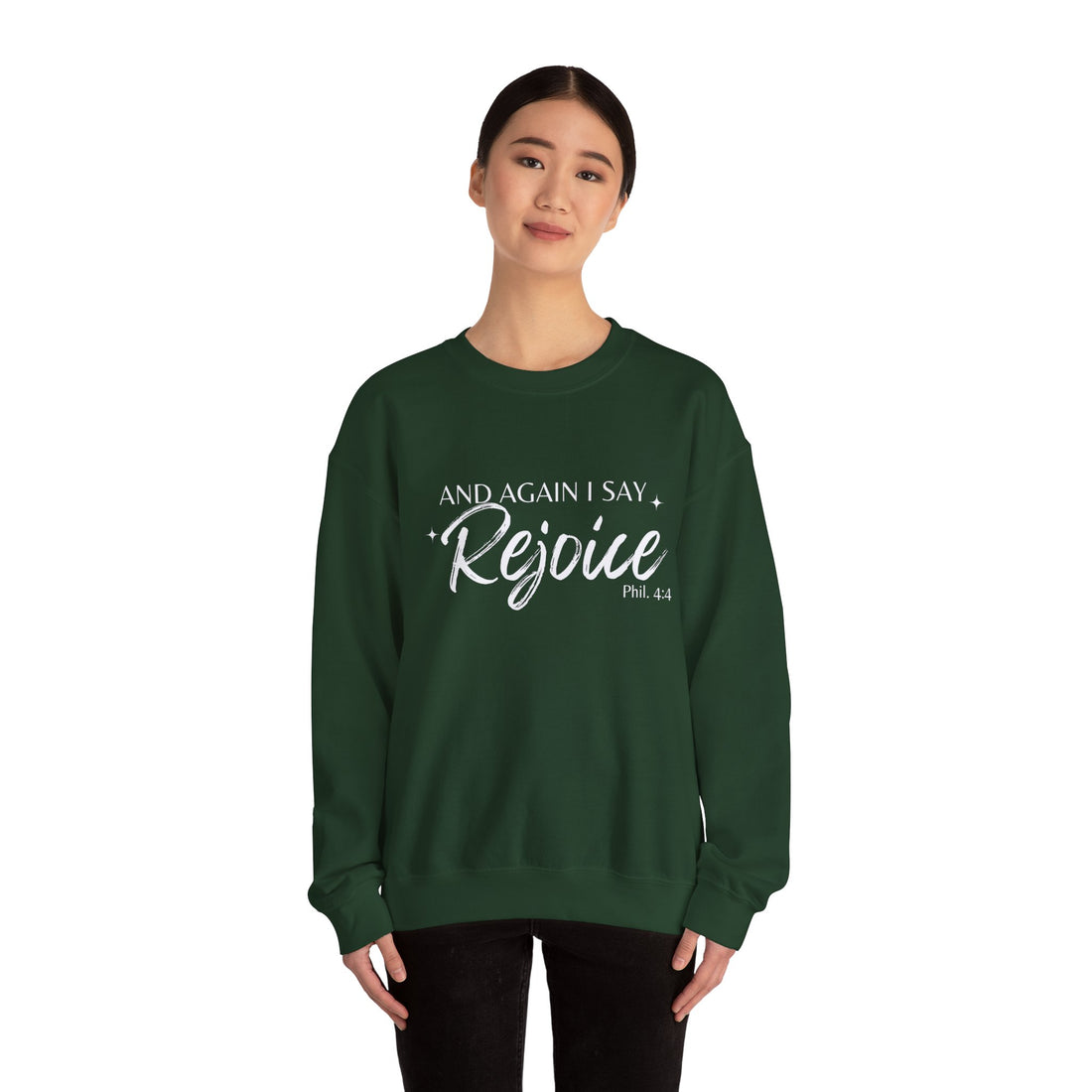 Philippians 4:4 Rejoice, Heavy Blend™ Christian Sweatshirt for Men and Women