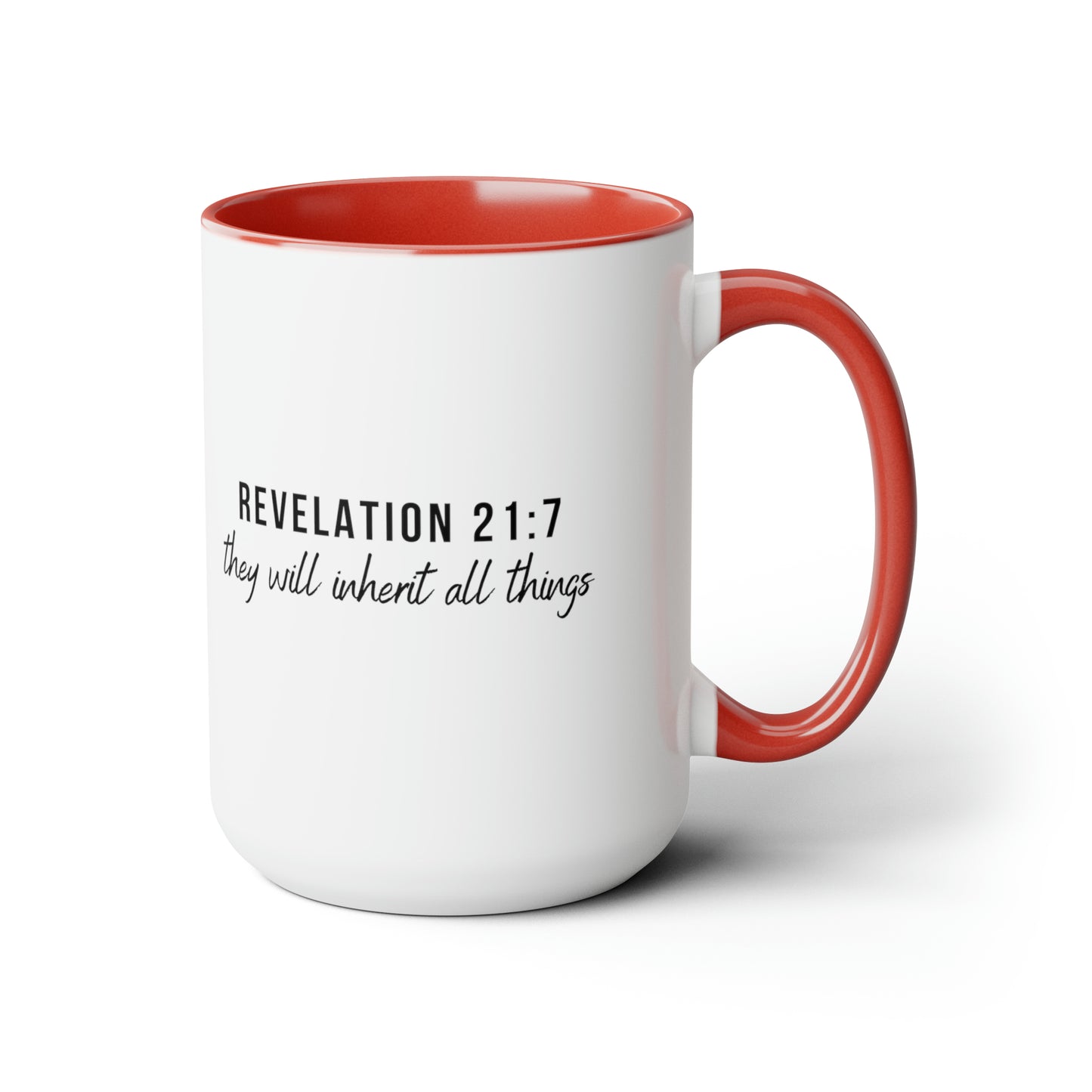 Revelation 21:7, Two-Tone Coffee Mugs, 15oz