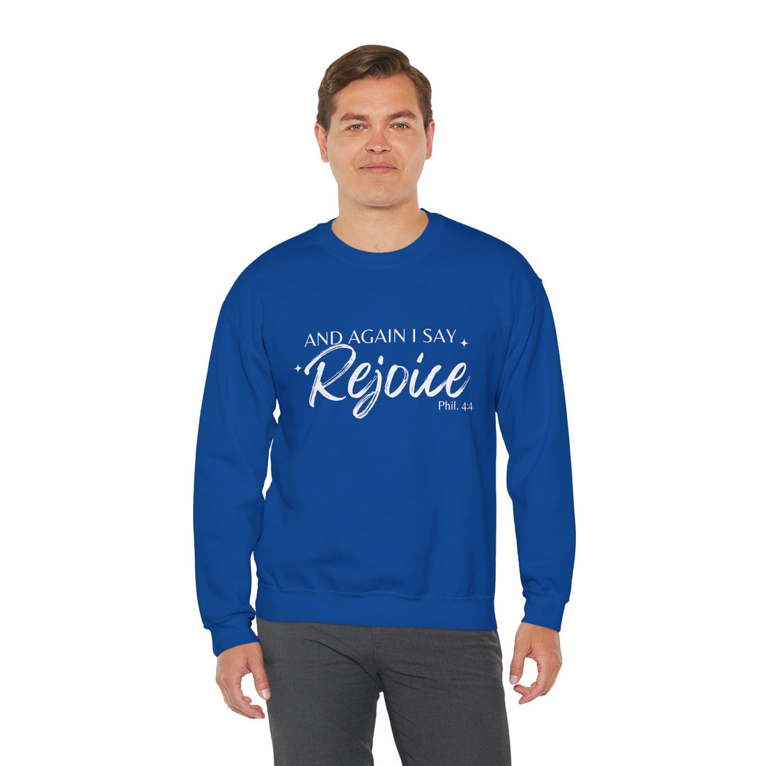 Philippians 4:4 Rejoice, Heavy Blend™ Christian Sweatshirt for Men and Women