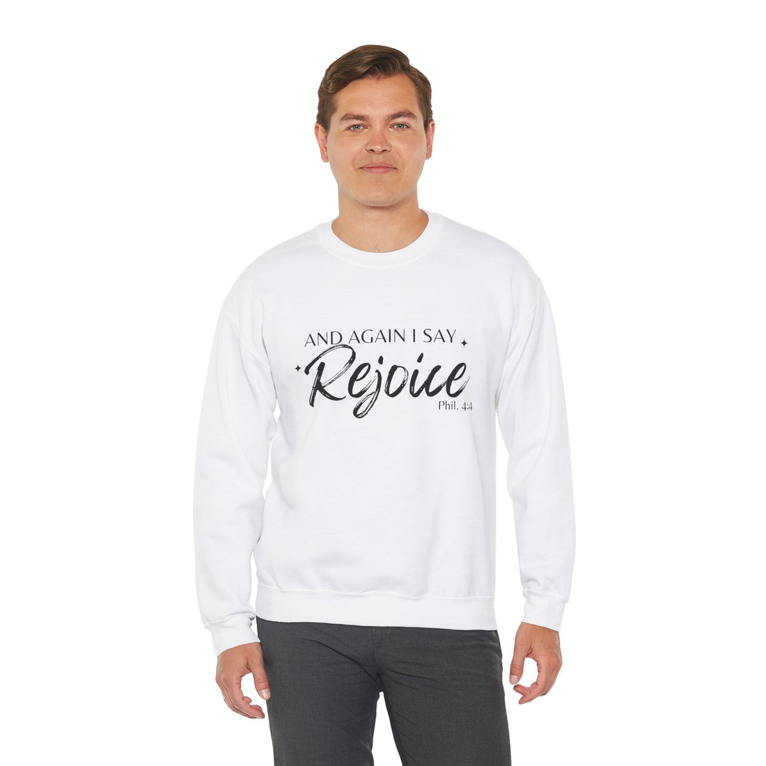 Philippians 4:4 Rejoice, Heavy Blend™ Christian Sweatshirt for Men and Women