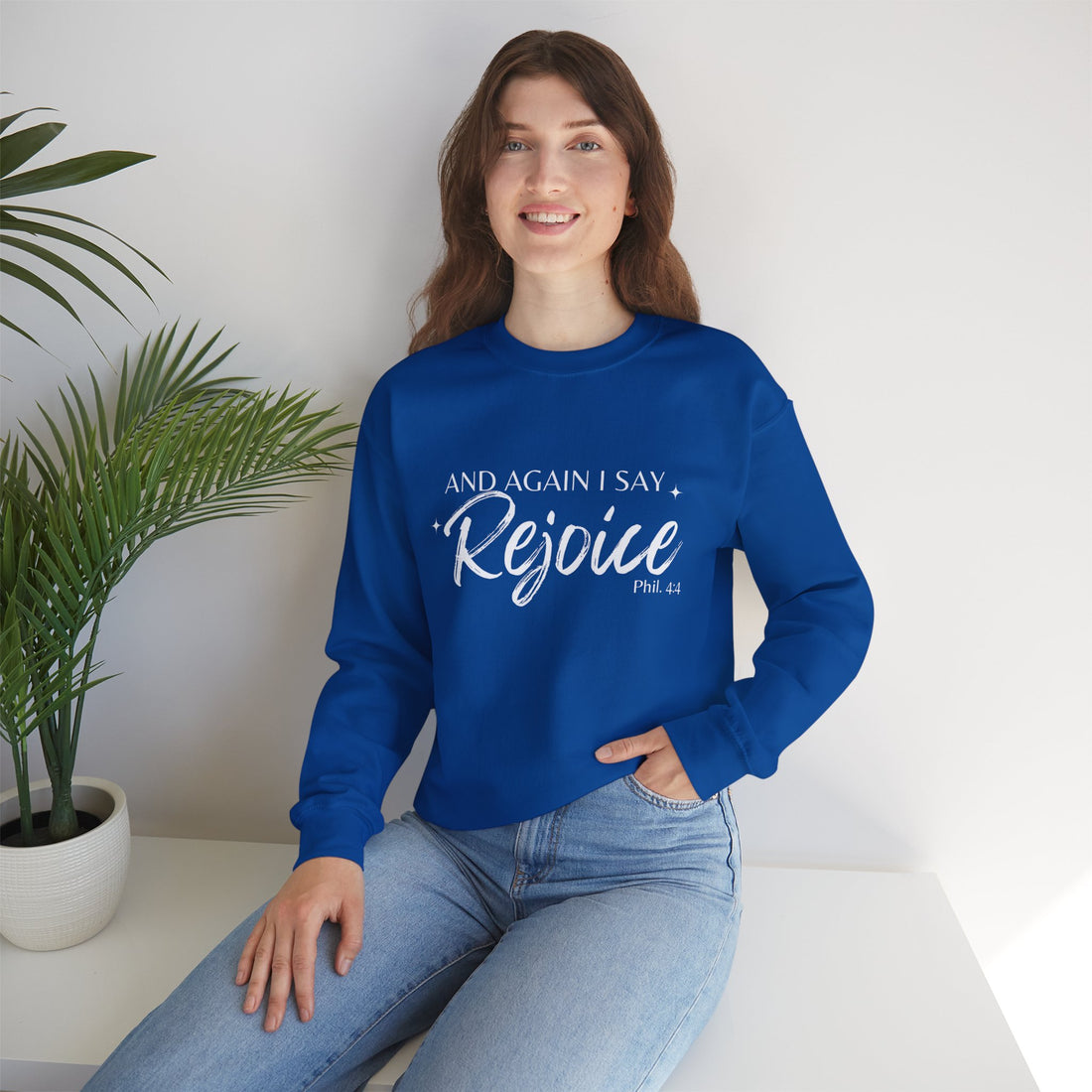 Philippians 4:4 Rejoice, Heavy Blend™ Christian Sweatshirt for Men and Women