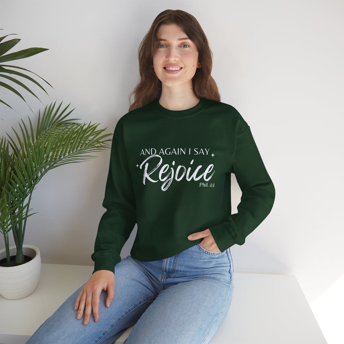 Philippians 4:4 Rejoice, Heavy Blend™ Christian Sweatshirt for Men and Women