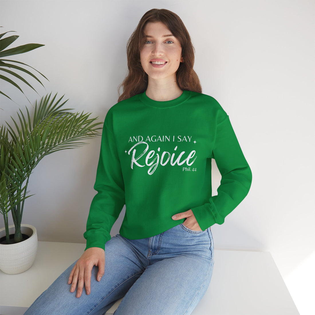 Philippians 4:4 Rejoice, Heavy Blend™ Christian Sweatshirt for Men and Women