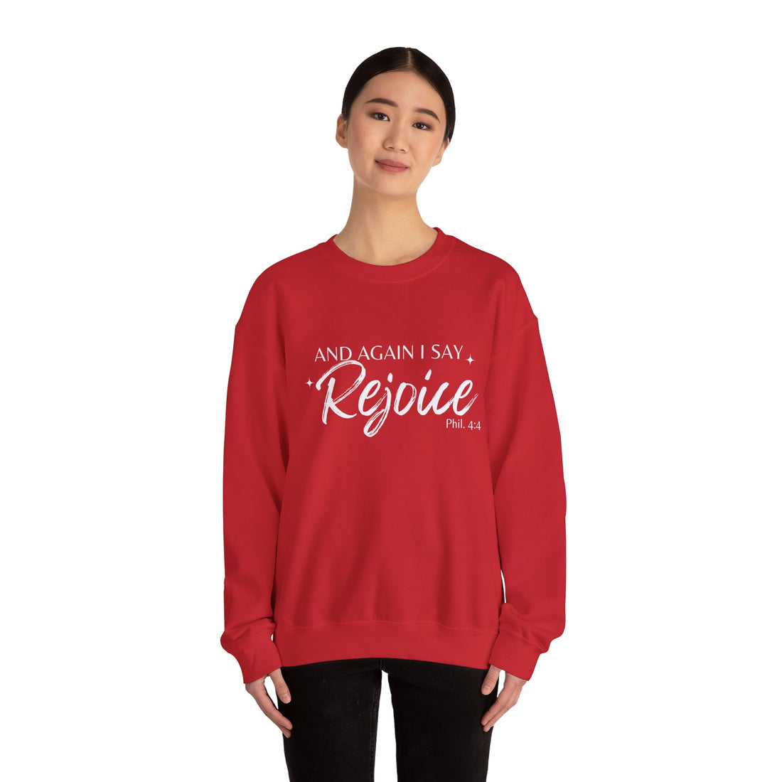 Philippians 4:4 Rejoice, Heavy Blend™ Christian Sweatshirt for Men and Women