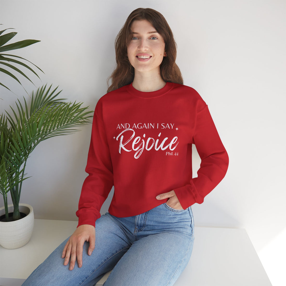 Philippians 4:4 Rejoice, Heavy Blend™ Christian Sweatshirt for Men and Women