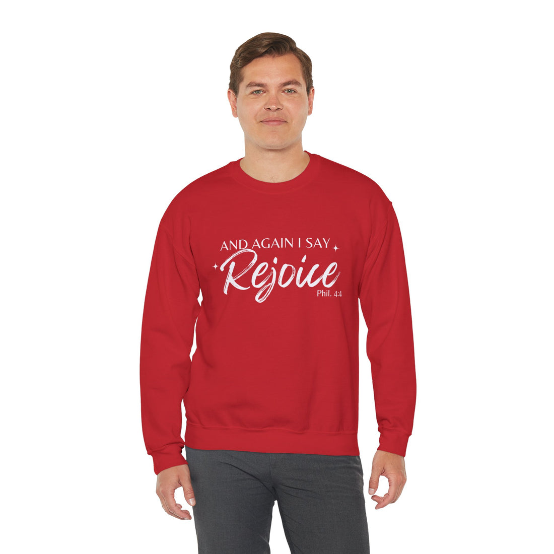 Philippians 4:4 Rejoice, Heavy Blend™ Christian Sweatshirt for Men and Women