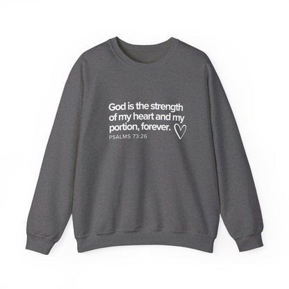 Psalms 73.26, Heavy Blend™ Crewneck Christian Sweatshirt for Men and Women