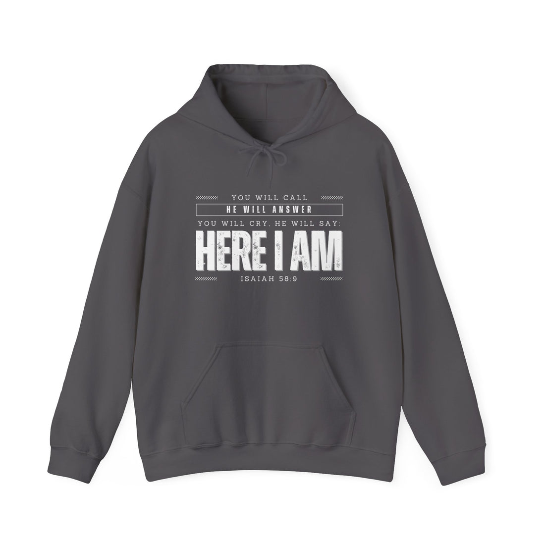 Isaiah 58.9 Here I am, Heavy Blend™ Christian Hoodie for Men and Women