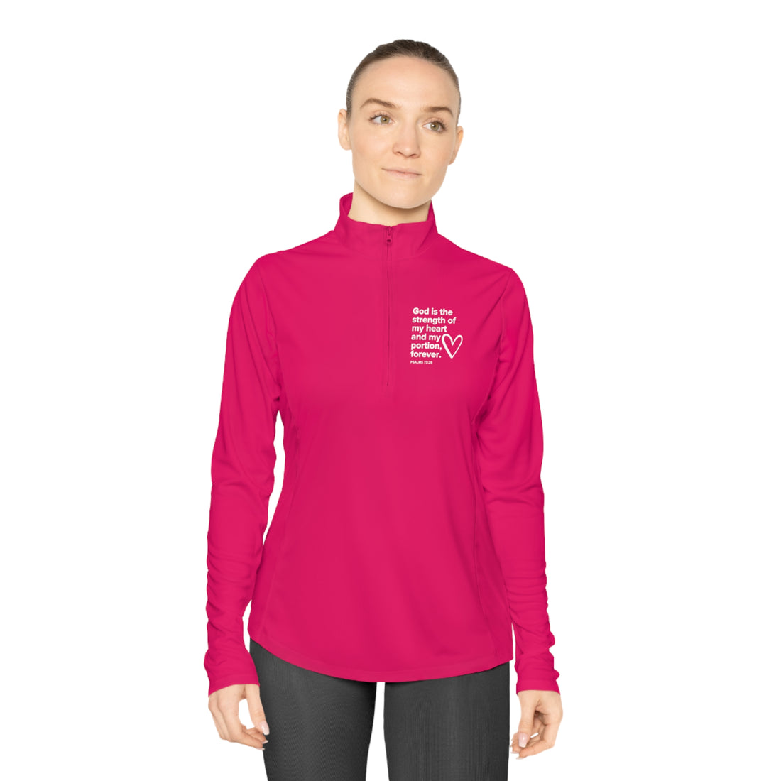 Psalms 73:26, Christian Quarter-Zip Pullover for Women