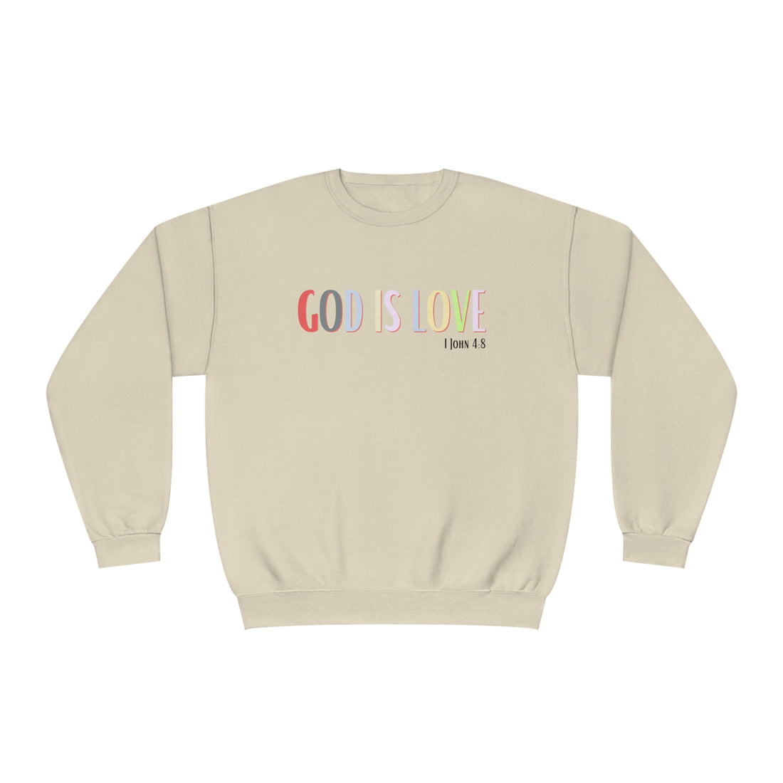 1 John 4:8, God is Love, NuBlend® Crewneck Christian Sweatshirt for men and women