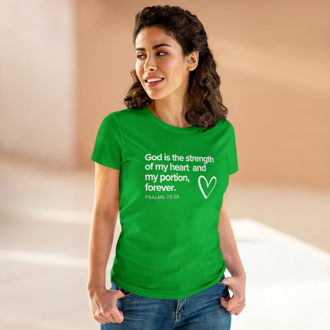 Psalms 73:26, Midweight Cotton Christian T-shirt for Women