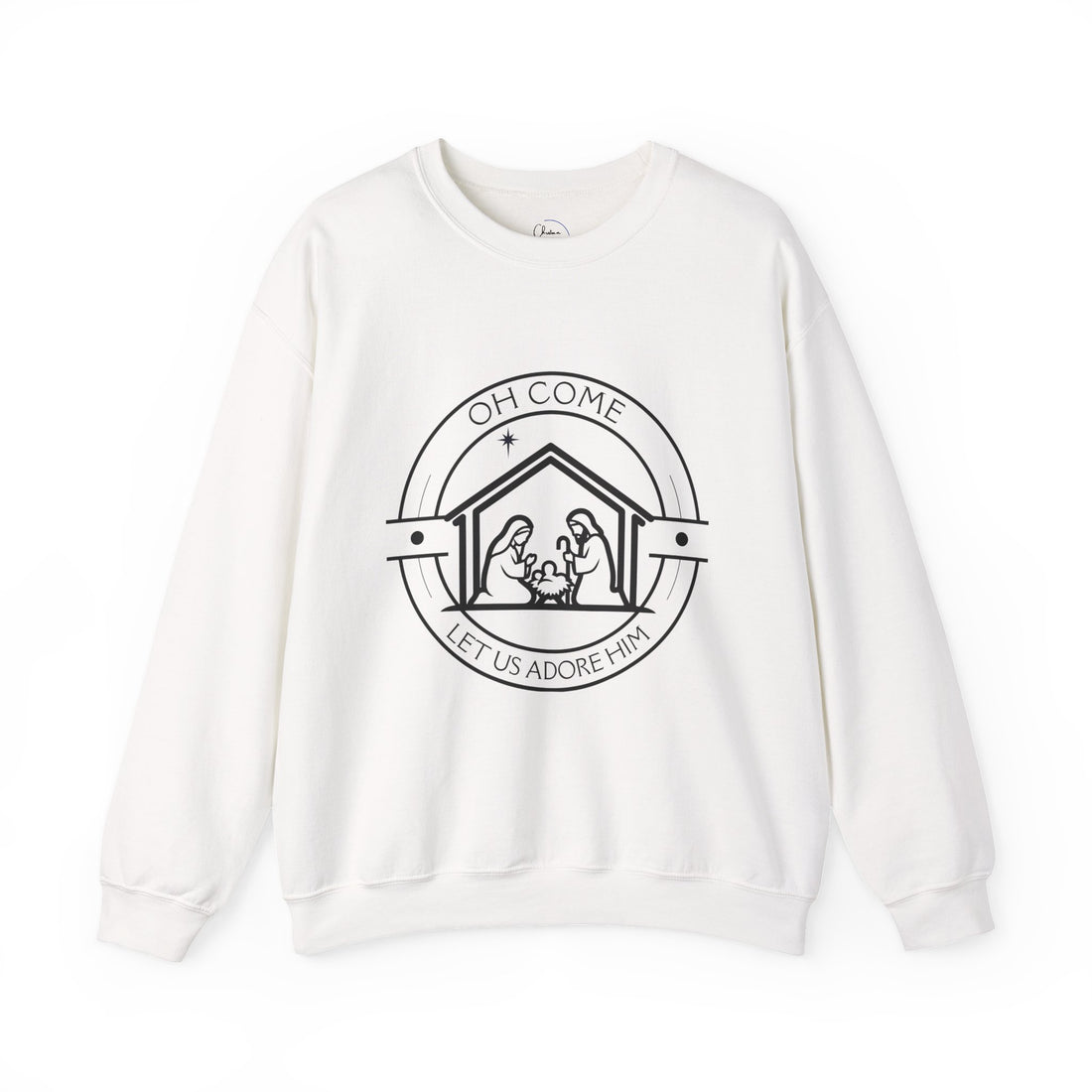 Nativity "Oh Come Let Us Adore Him" Sweatshirt, gift for Christian friends & family