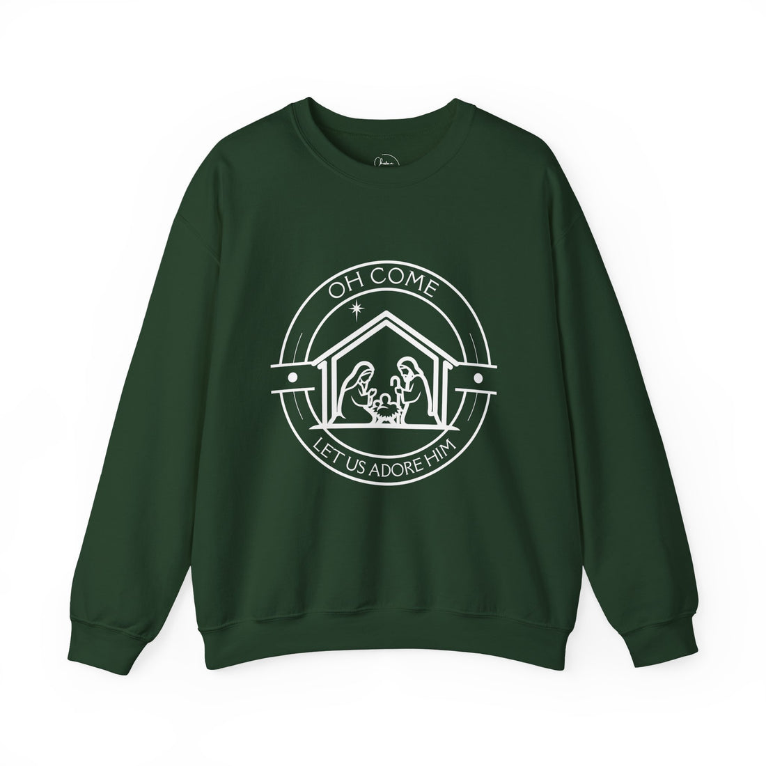 Nativity "Oh Come Let Us Adore Him" Sweatshirt, gift for Christian friends & family