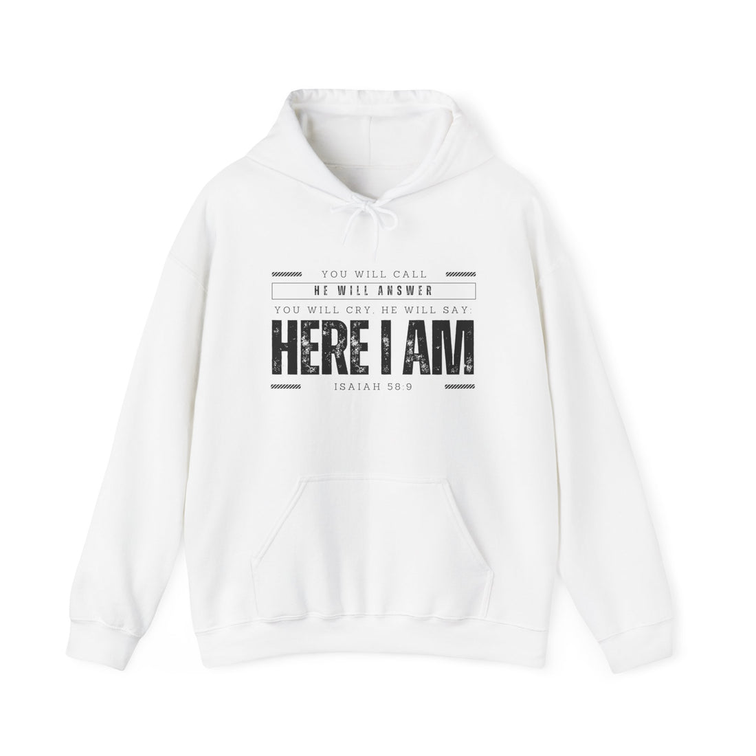 Isaiah 58.9 Here I am, Heavy Blend™ Christian Hoodie for Men and Women