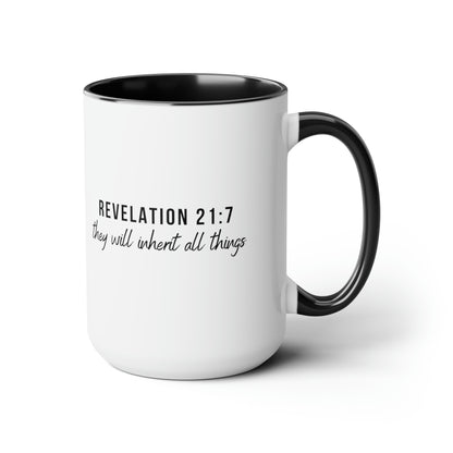 Revelation 21:7, Two-Tone Coffee Mugs, 15oz