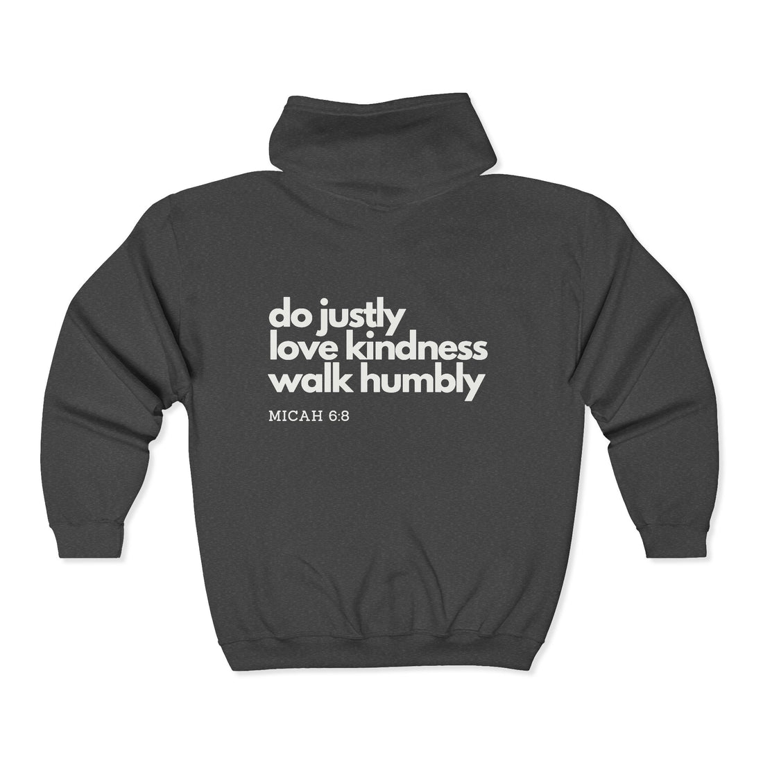 Unisex Heavy Blend™ Full Zip Hooded Sweatshirt:  Micah 6:8 do justly love kindness walk humbly