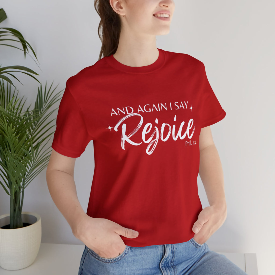 Philippians 4:4 Rejoice, Christian T-shirt for Men and Women, Express Shipping