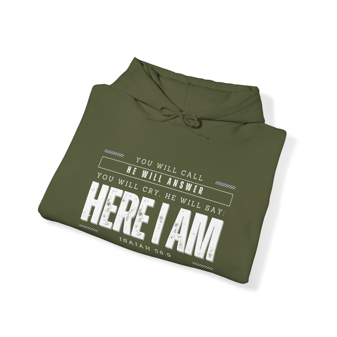 Isaiah 58.9 Here I am, Heavy Blend™ Christian Hoodie for Men and Women
