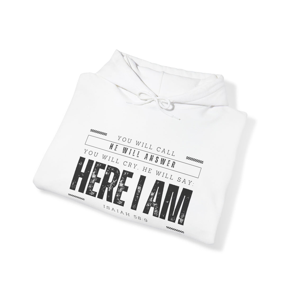 Isaiah 58.9 Here I am, Heavy Blend™ Christian Hoodie for Men and Women