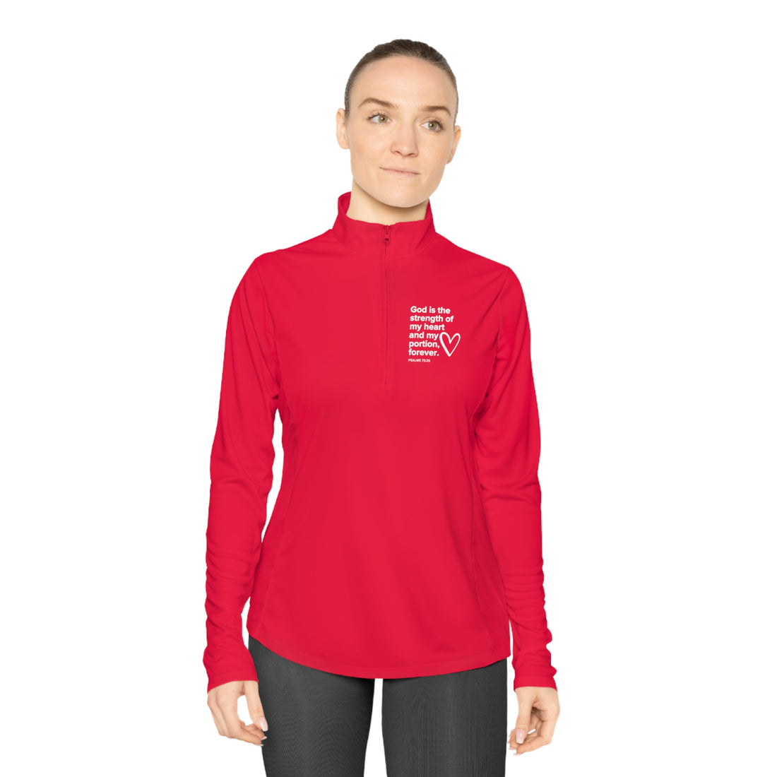 Psalms 73:26, Christian Quarter-Zip Pullover for Women