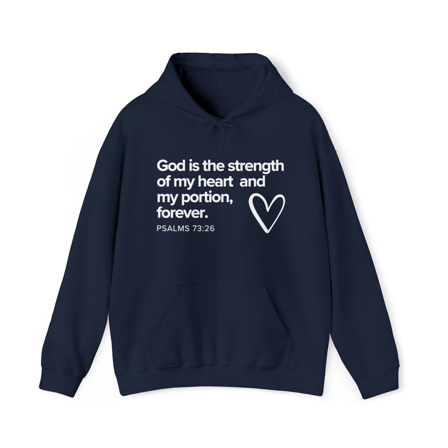 Psalms 73:26 God is My Portion, Heavy Blend™ Christian Hoodie for Men and Women