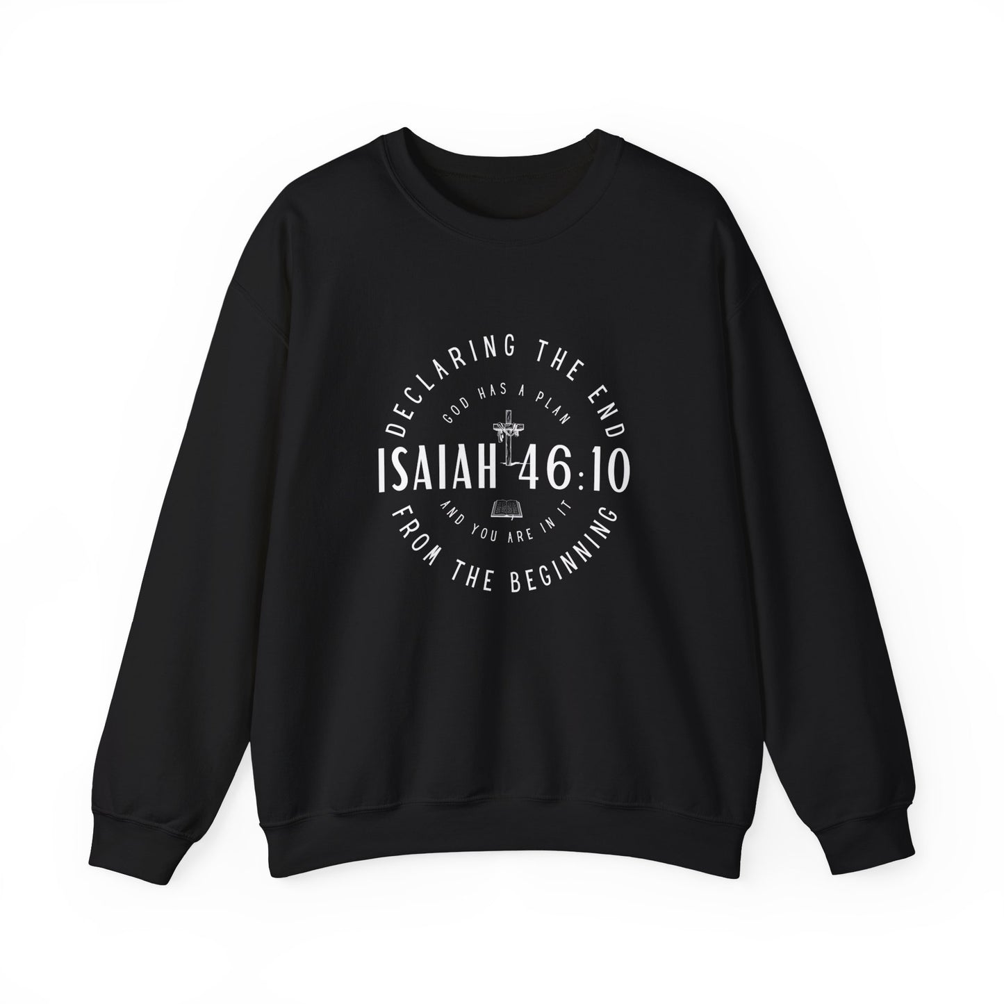 Sweatshirt, Isaiah 46.10, Gildan 18000, men and women, black