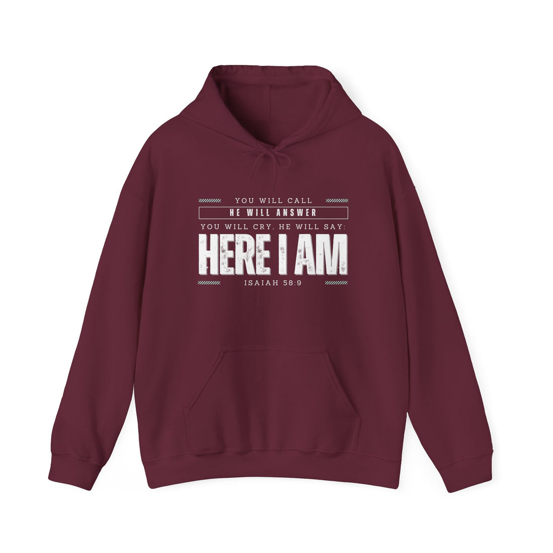 Isaiah 58.9 Here I am, Heavy Blend™ Christian Hoodie for Men and Women
