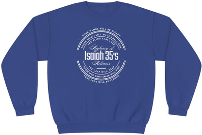 Isaiah 35, NuBlend® Crewneck Christian Sweatshirt for men and women royal