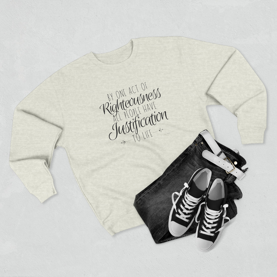 Romans 5.18, Crewneck Christian Sweatshirt for Women