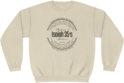 Isaiah 35, NuBlend® Crewneck Christian Sweatshirt for men and women sandstone