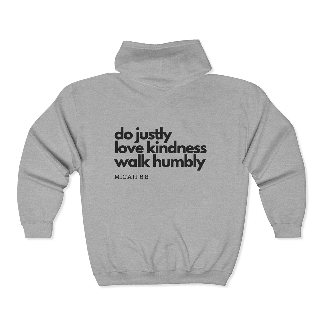 Unisex Heavy Blend™ Full Zip Hooded Sweatshirt:  Micah 6:8 do justly love kindness walk humbly