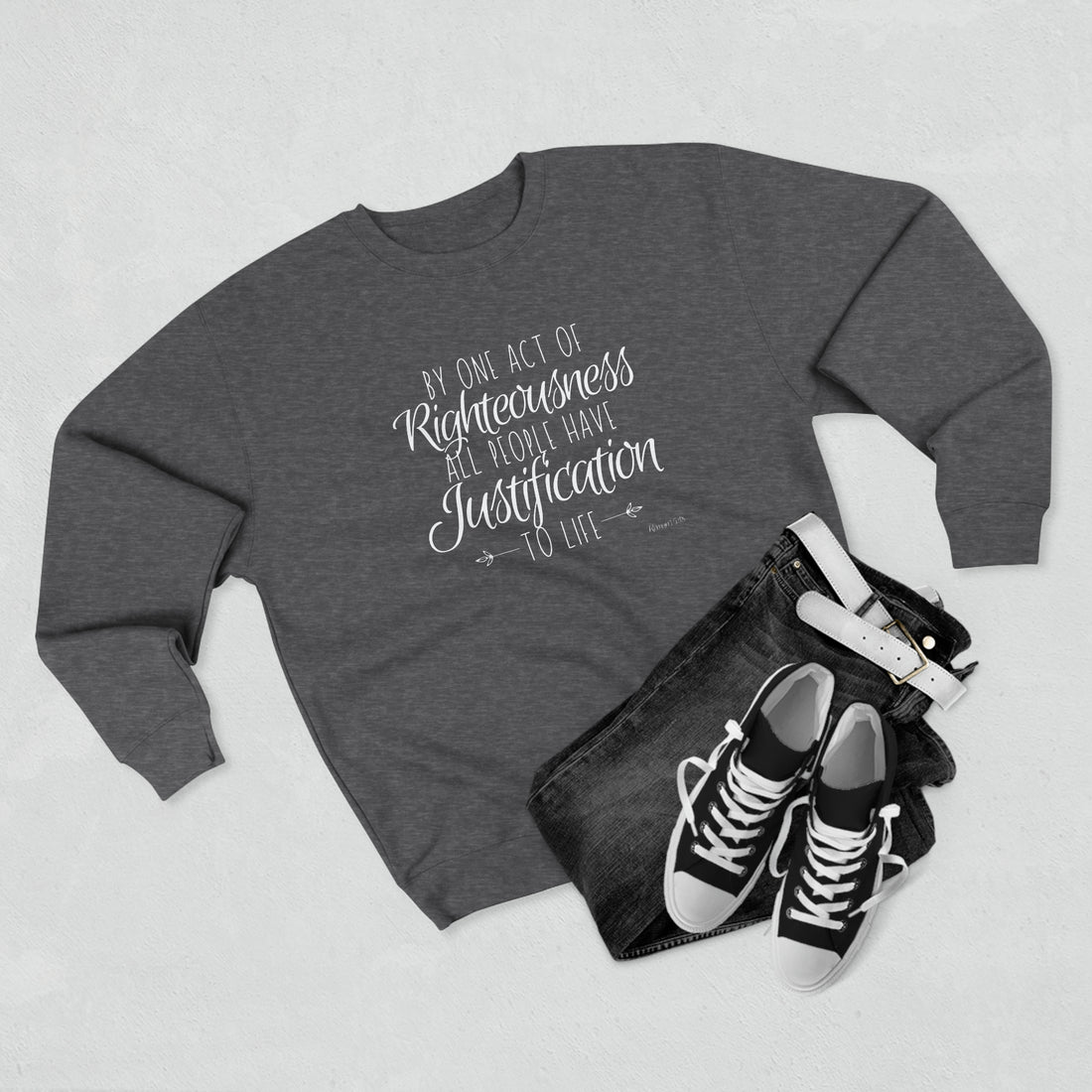 Romans 5.18, Crewneck Christian Sweatshirt for Women