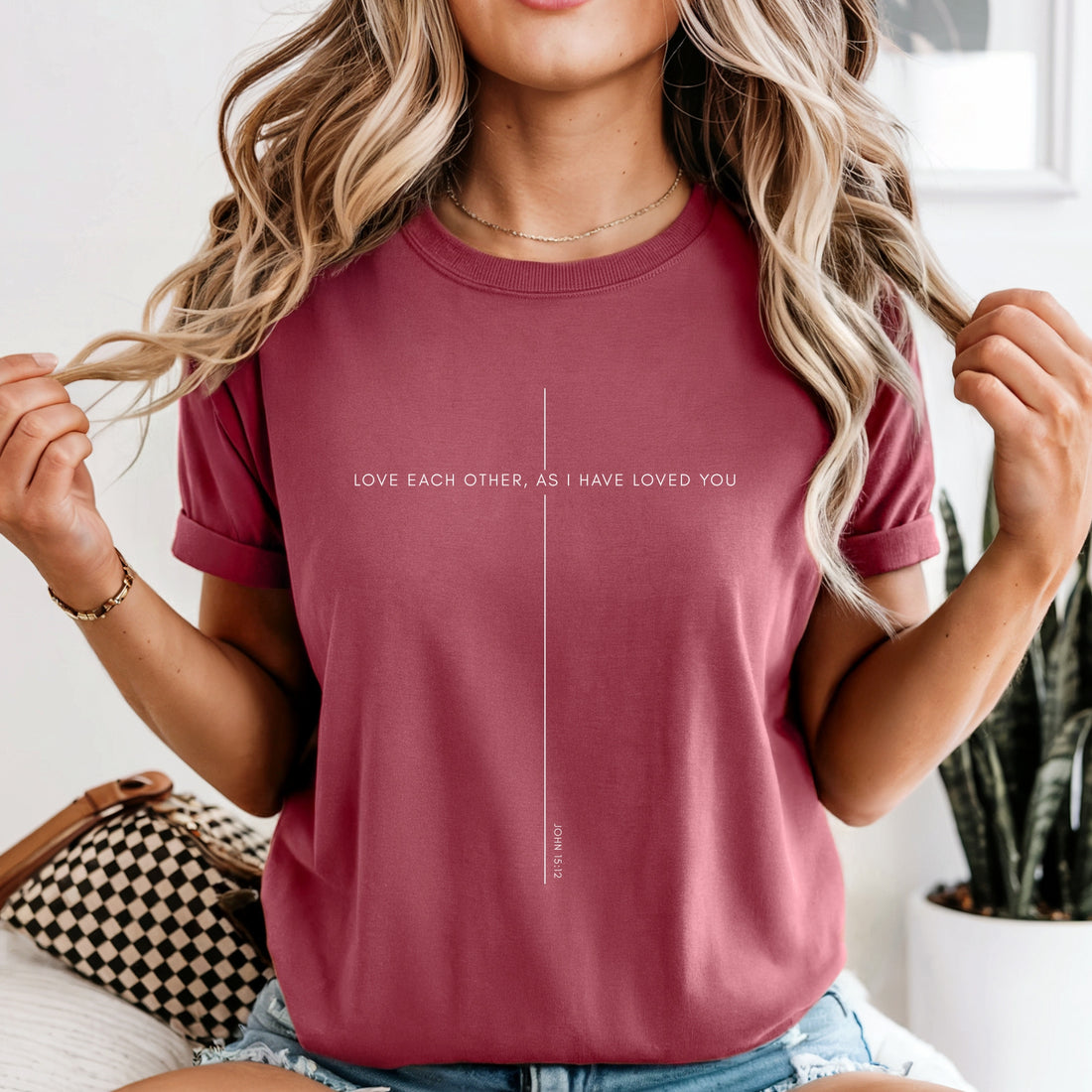 Christian cross shirt for Women and Men, John 15:12 Jesus shirt, gift for Christians