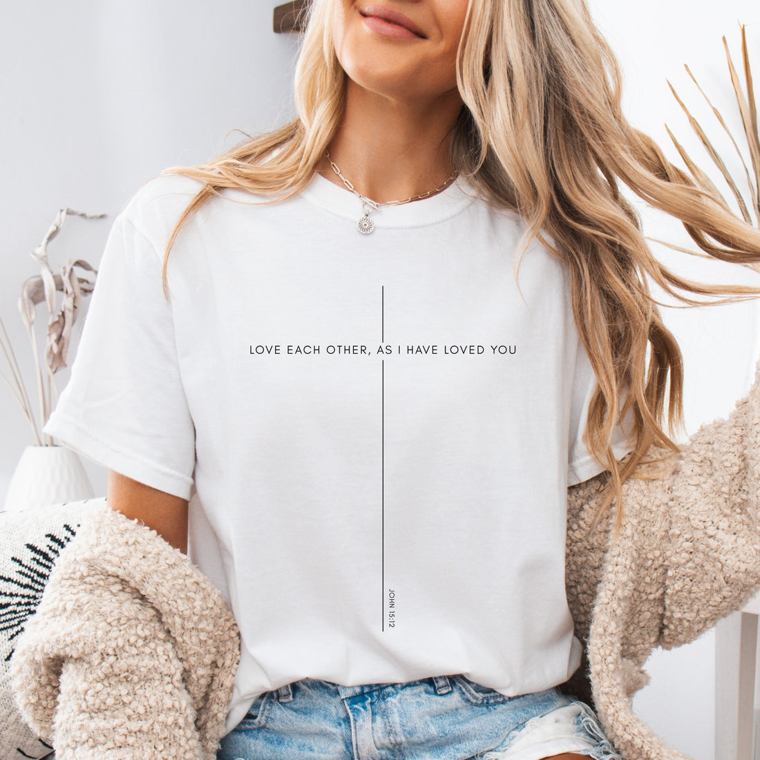 Christian cross shirt for Women and Men, John 15:12 Jesus shirt, gift for Christians