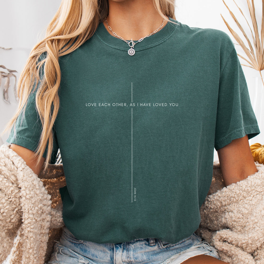Christian cross shirt for Women and Men, John 15:12 Jesus shirt, gift for Christians