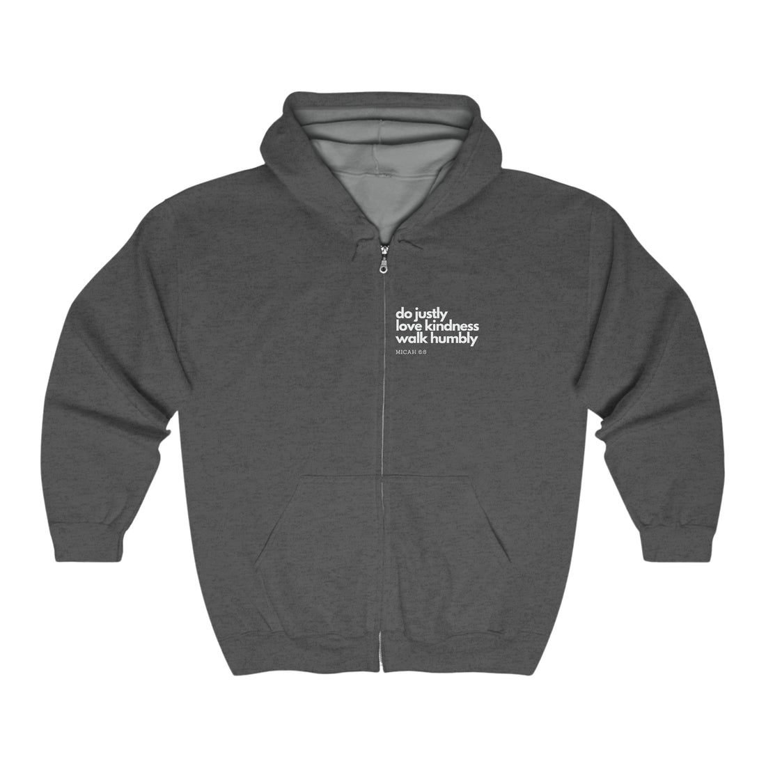 Micah 6:8, Heavy Blend™ Full Zip Christian Hoodie for Men and Women