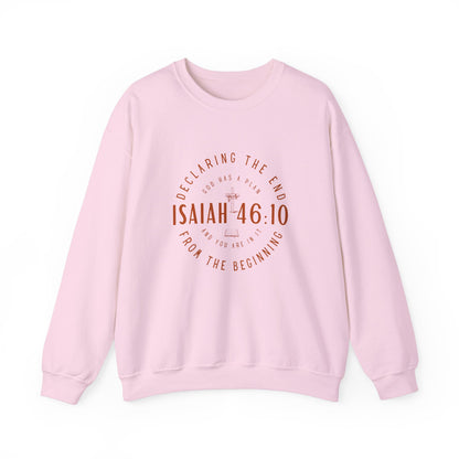 Sweatshirt, Isaiah 46.10, Gildan 18000, men and women, pink