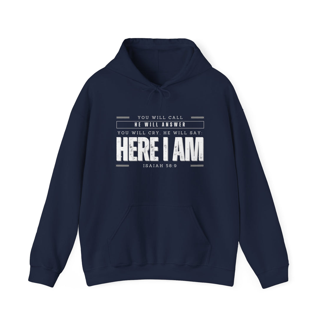 Isaiah 58.9 Here I am, Heavy Blend™ Christian Hoodie for Men and Women