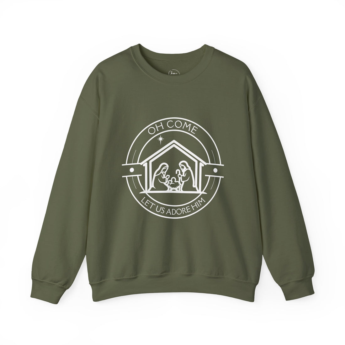Nativity "Oh Come Let Us Adore Him" Sweatshirt, gift for Christian friends & family