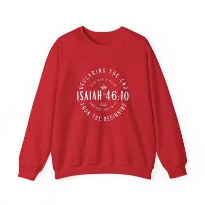 Sweatshirt, Isaiah 46.10, Gildan 18000, men and women, red