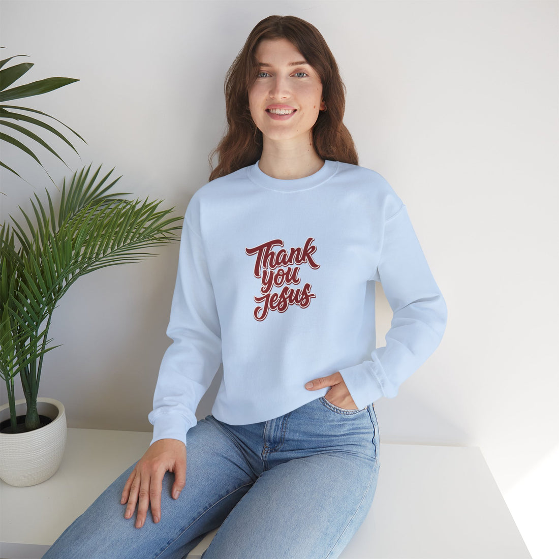 Thank You Jesus Crewneck Sweatshirt — Christian Faith Graphic Pullover