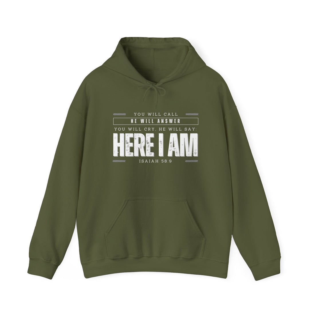 Isaiah 58.9 Here I am, Heavy Blend™ Christian Hoodie for Men and Women